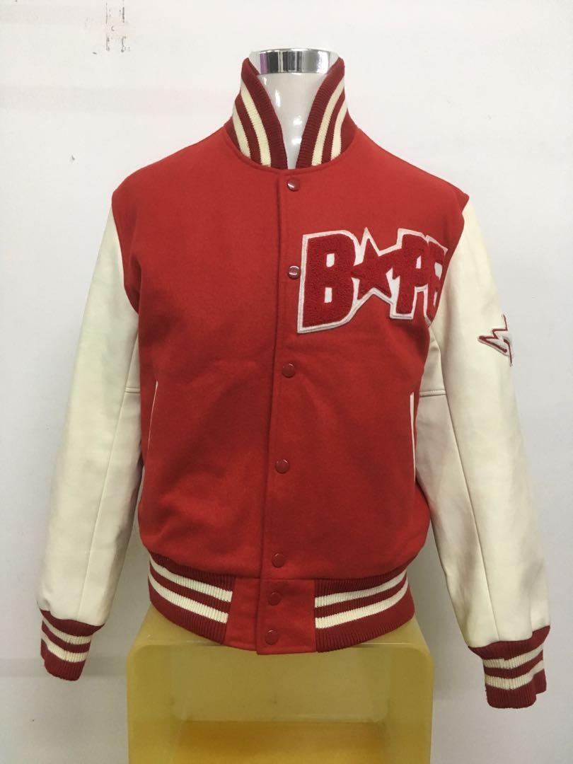 bape varsity jacket red