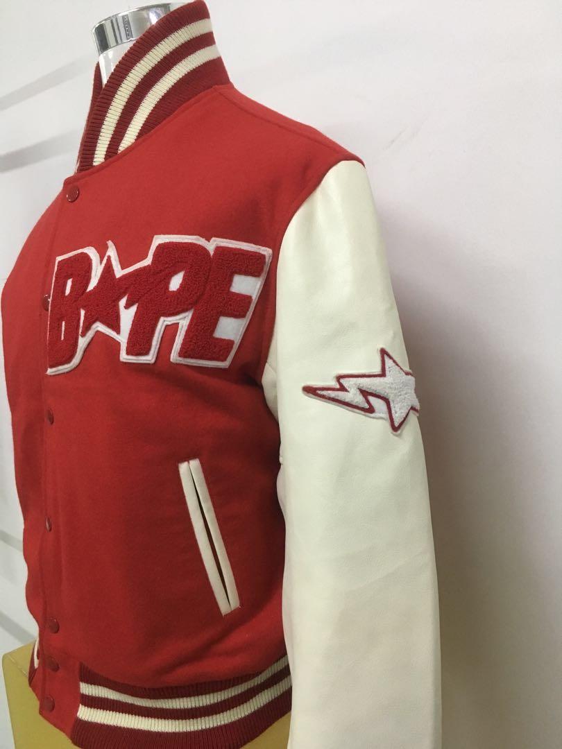 Bape varsity jacket red online