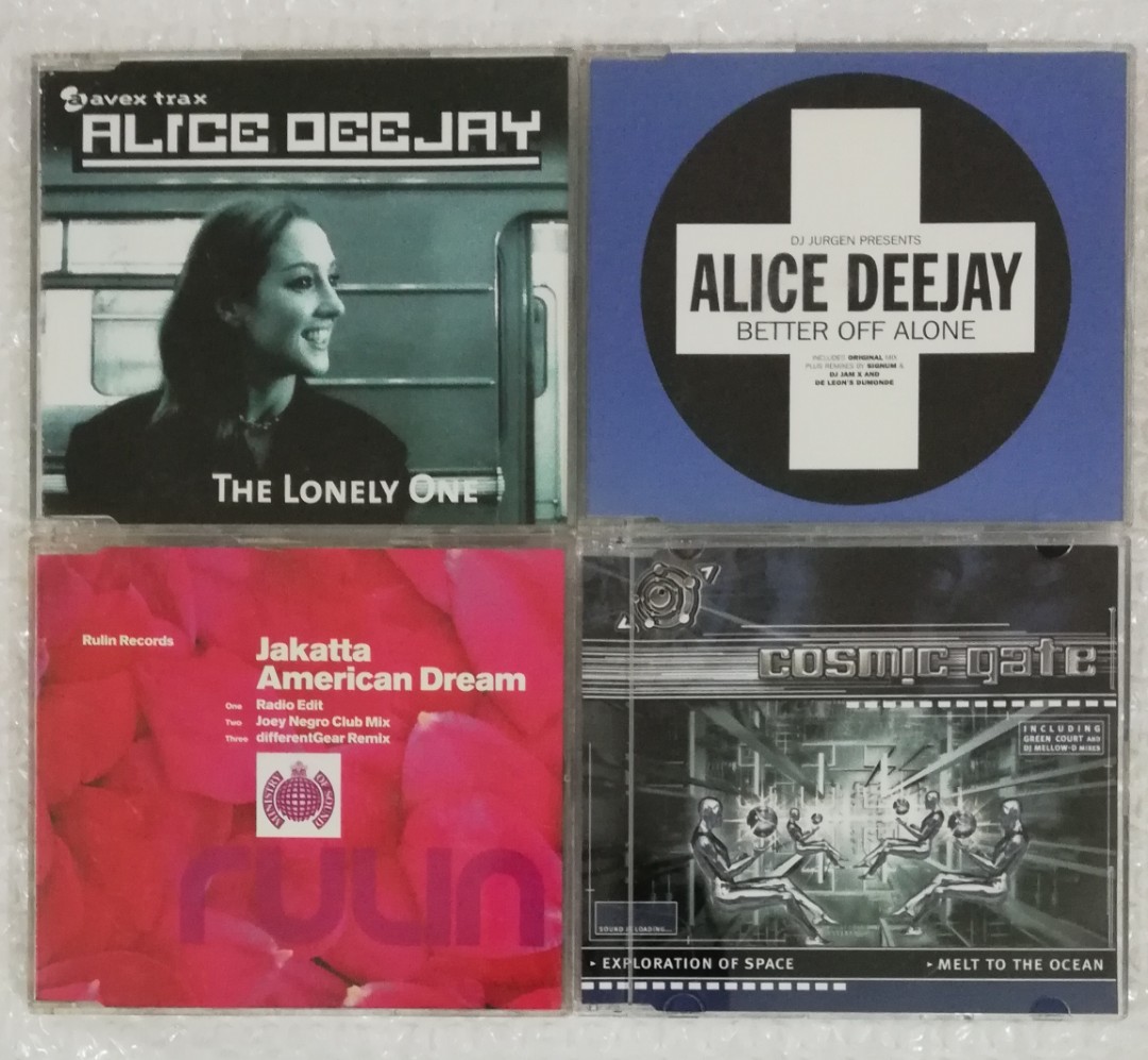 Dance CD Single 1.0_RM8 each Alice Deejay The Lonely One Alice Deejay  Better Off Alone Jakatta American Dream Cosmic Gate Exploration Of  Space, Hobbies  Toys, Music 