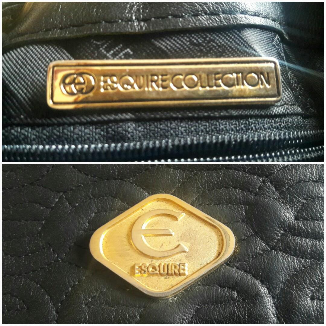 Esquire Collection Genuine Leather Quilted Black Backpack, Women's