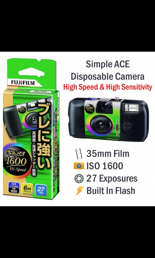 FujiFilm ISO 1600 Disposable Camera, Photography, Cameras on Carousell
