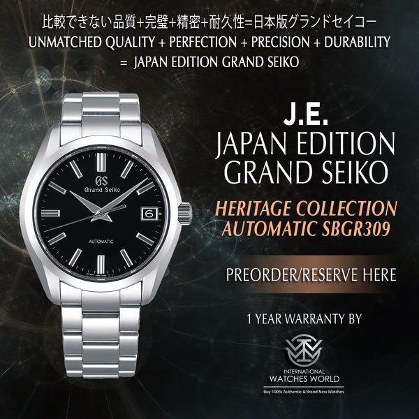 GRAND SEIKO JAPAN EDITION HERITAGE COLLECTION BLACK DIAL AUTOMATIC SBGR309,  Mobile Phones & Gadgets, Wearables & Smart Watches on Carousell