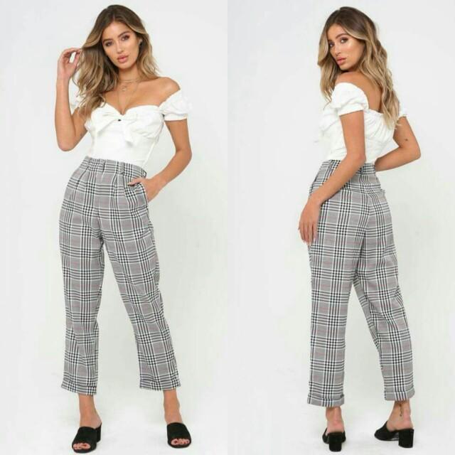 off white checkered pants