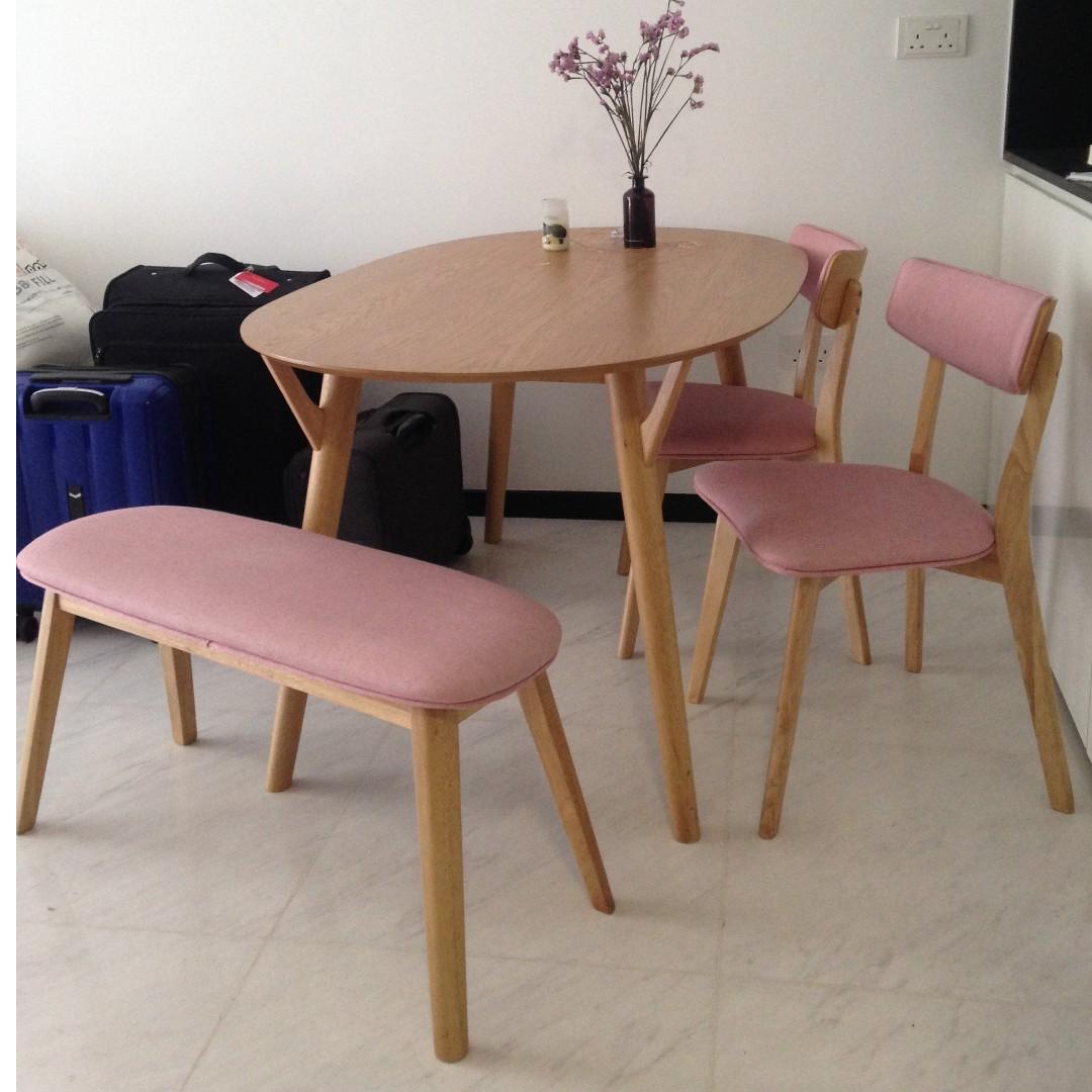Pink Dining Set Furniture Tables Chairs On Carousell