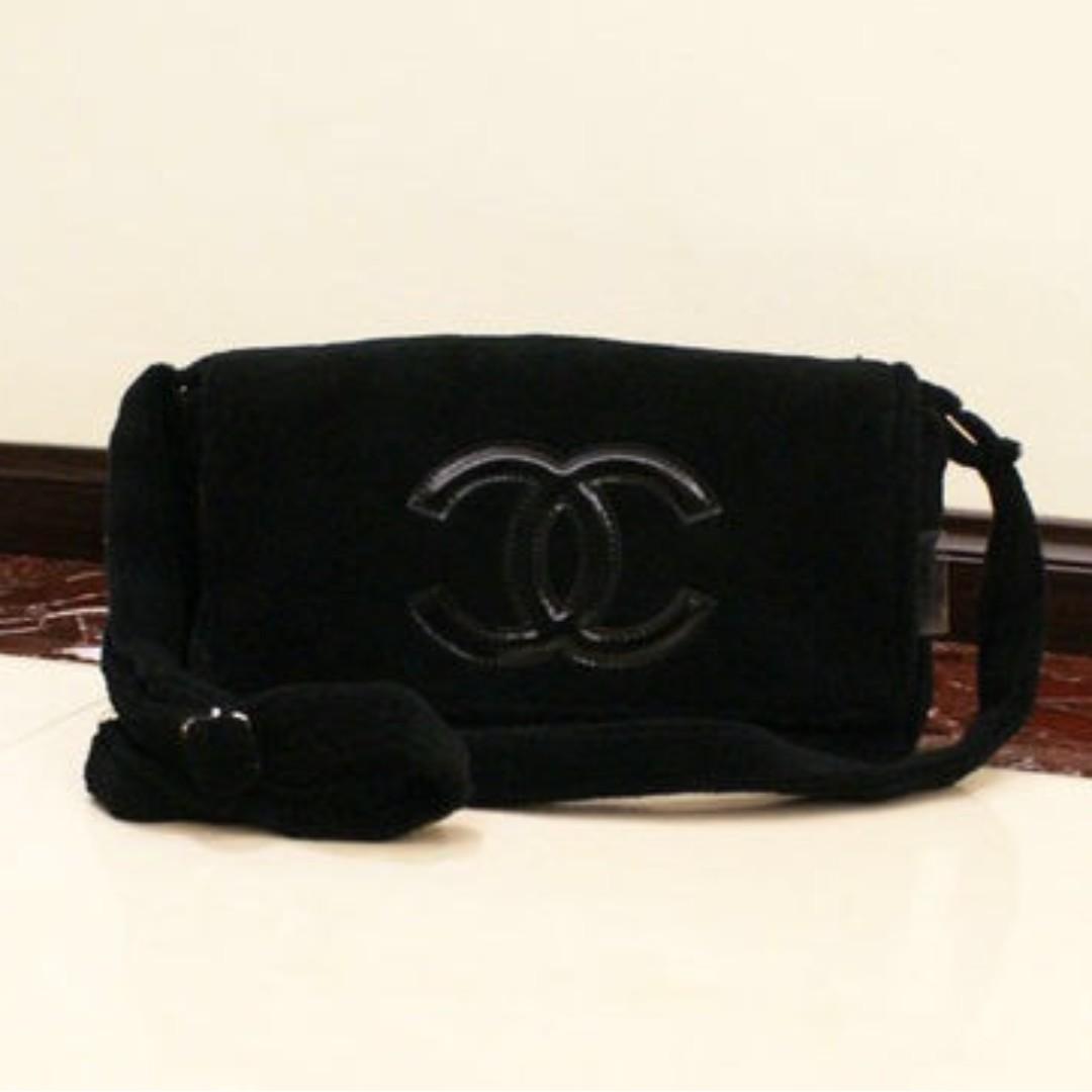 Chanel fur flap cover crossbody messenger bag sales