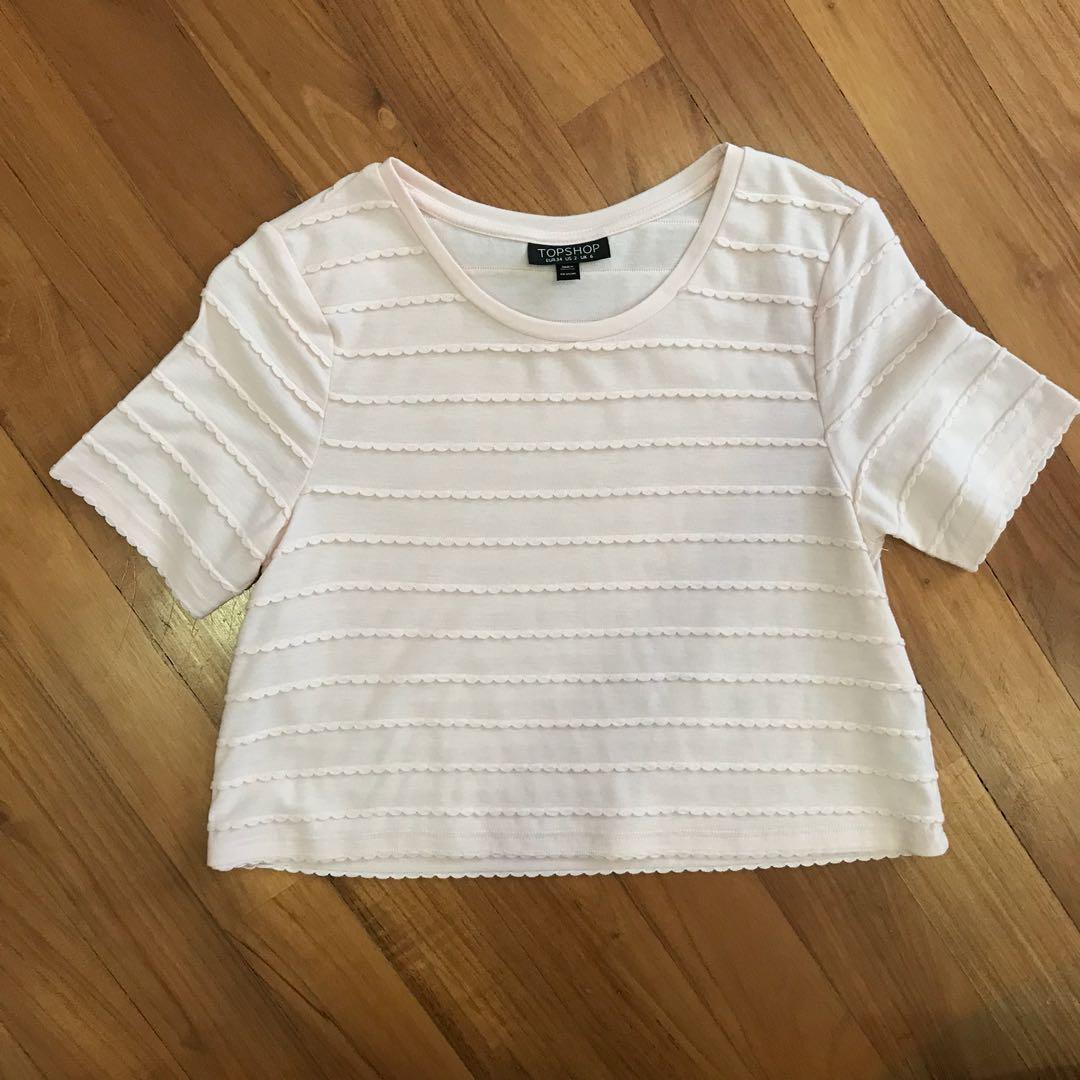 topshop baby pink scallop tshirt, Women