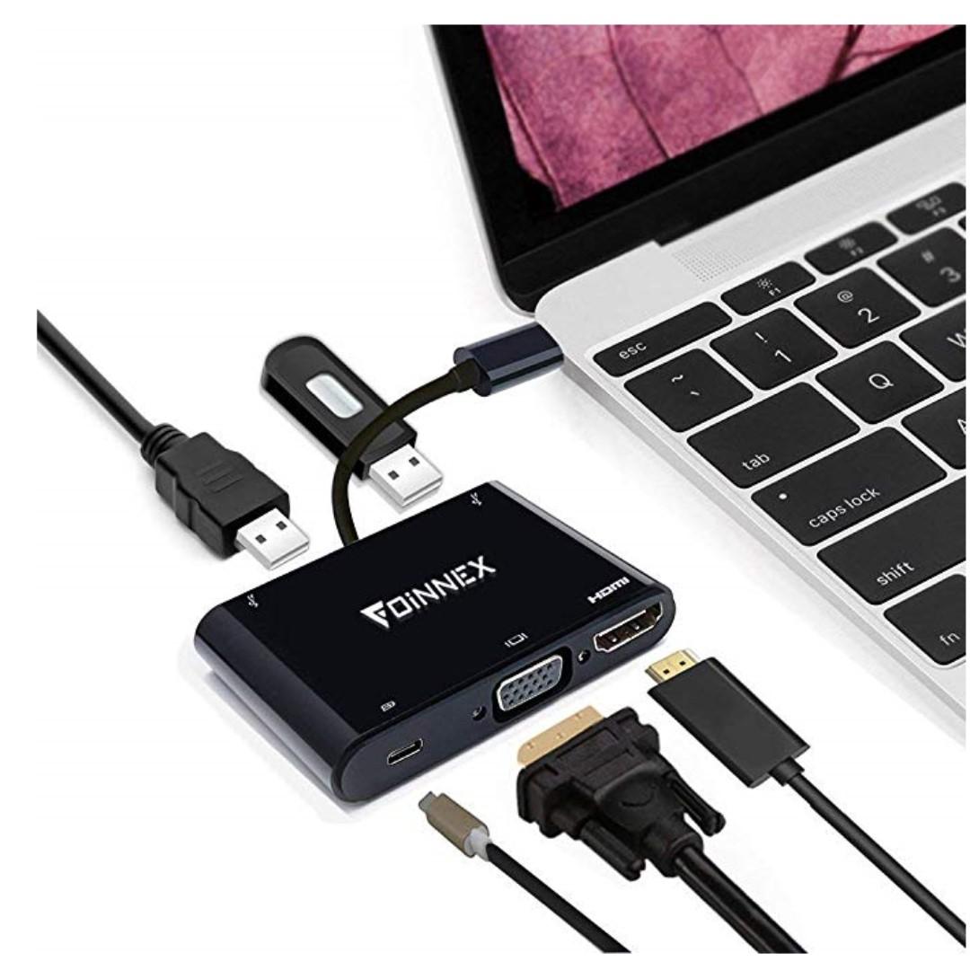 USB C To HDMI VGA X USB AV Digital Multiport HUB Adapter With Power Charging FOINNEX USB