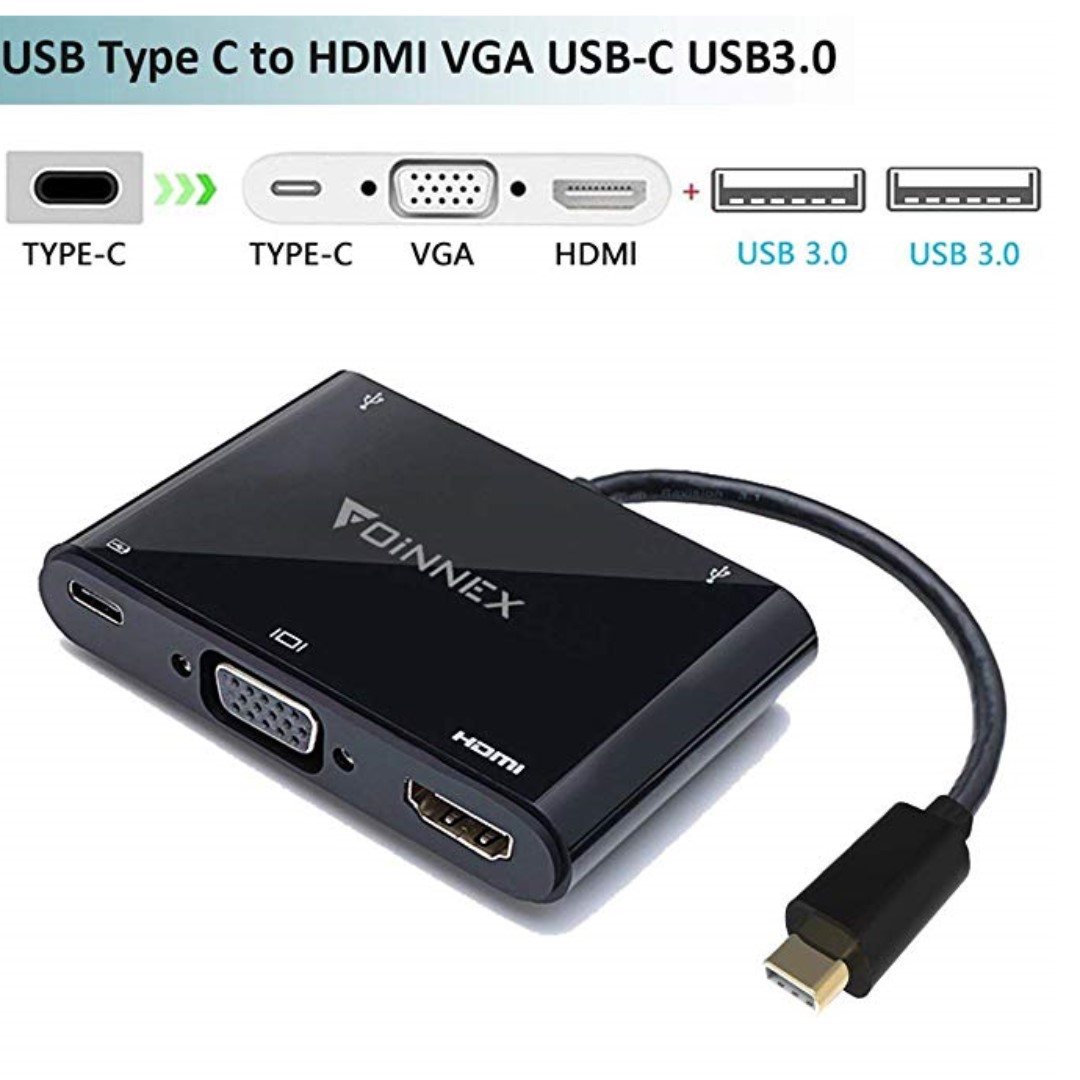 USBC to HDMI,VGA,2 x USB 3.0 AV Digital Multiport HUB/Adapter with