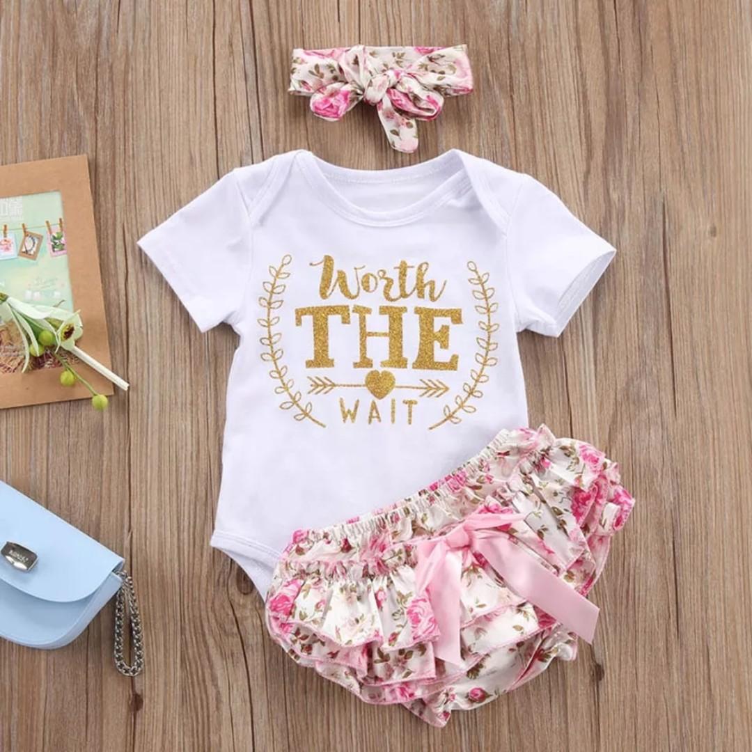 Worth The Wait Set Setelan Baju Anak Perempuan Lucu Baju Bayi