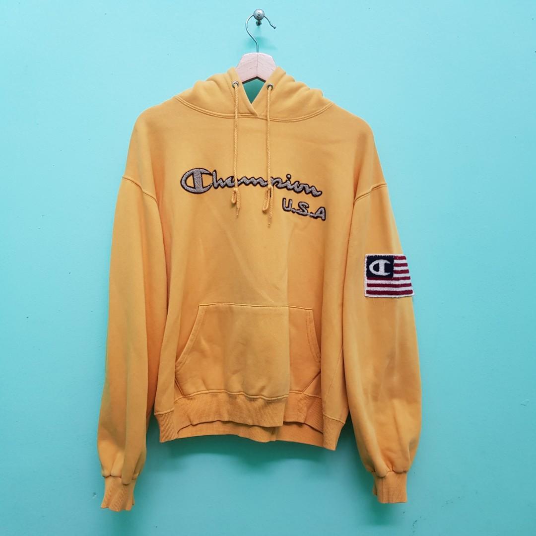 Vintage yellow champion hotsell sweatshirt