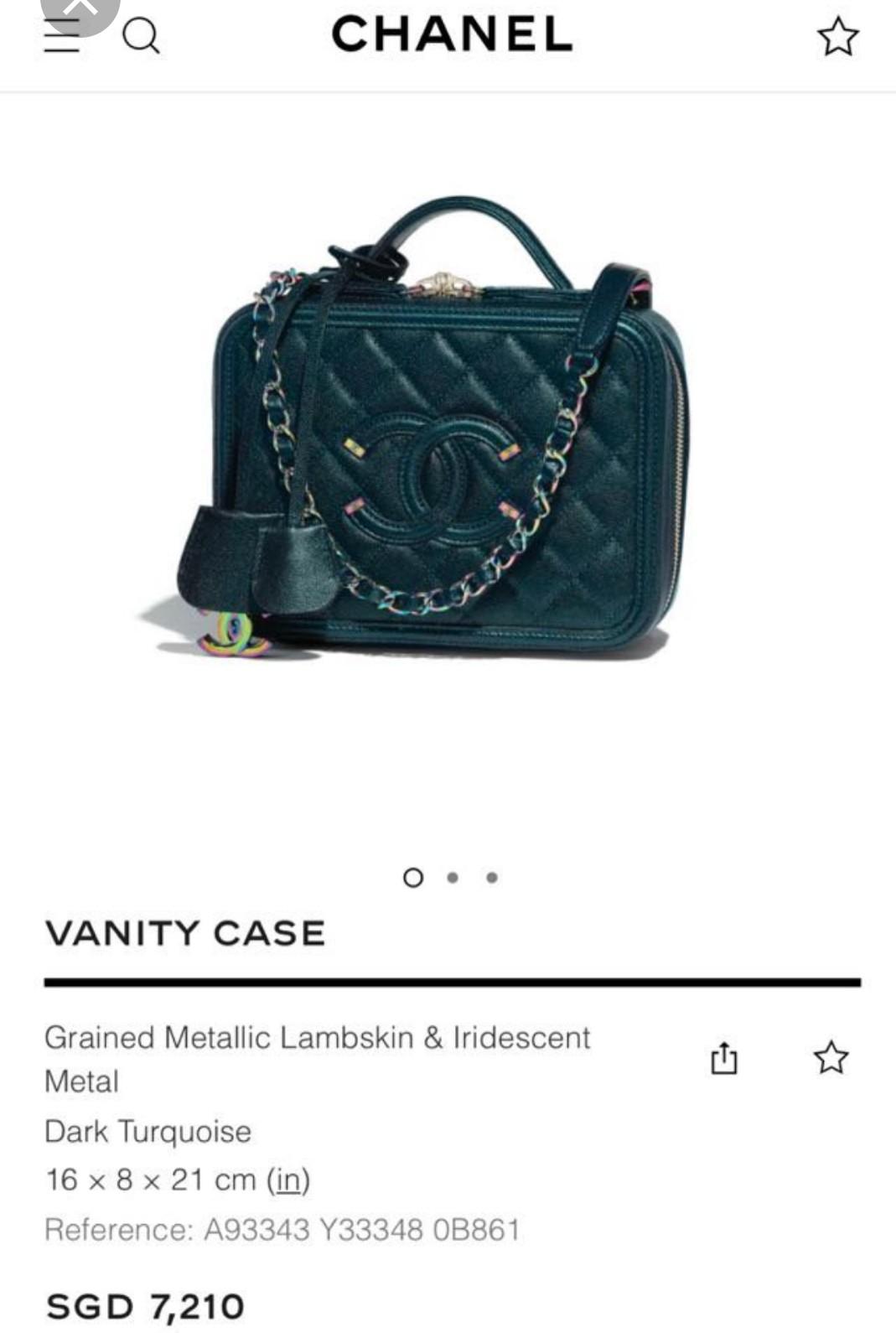 Chanel Iridescent Turquoise Filigree Vanity Case with Rainbow hardware