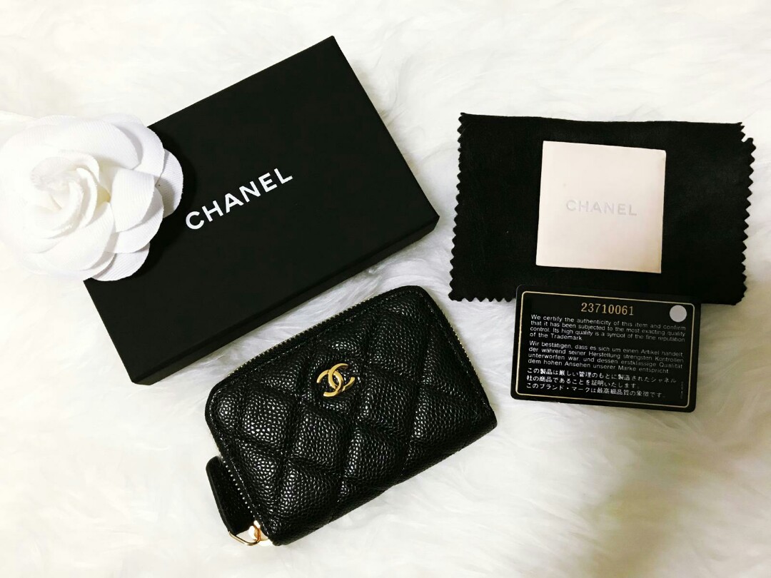 Chanel Mini Zip Wallet in Black Caviar and Goldhardware, Luxury, Bags & Wallets, Wallets on ...
