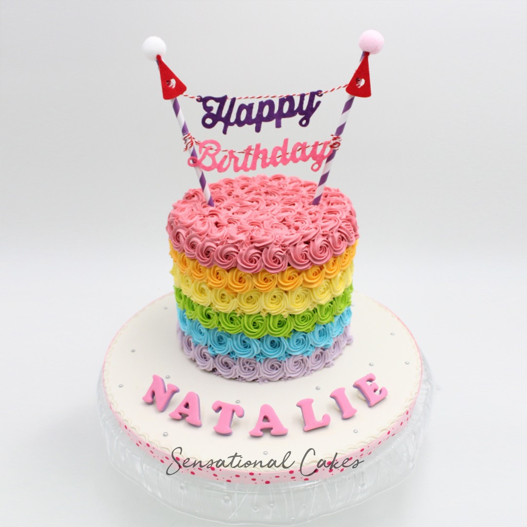 Desssert Table Cake And Cupcake Set Rainbow Theme Girl Birthday