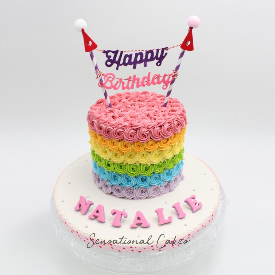Desssert Table Cake And Cupcake Set Rainbow Theme Girl Birthday