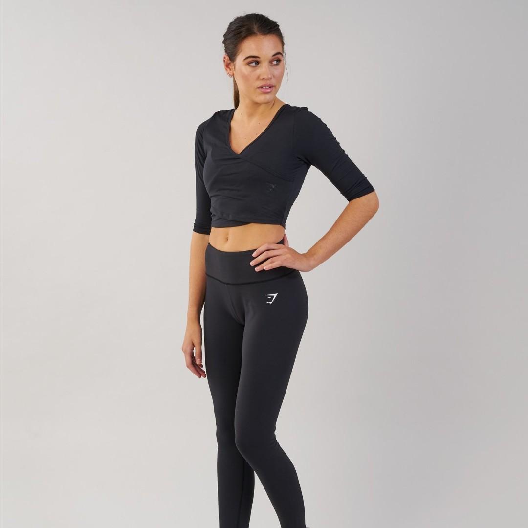 GYMSHARK BALLET CROP TOP IN BLACK Women s Fashion Tops