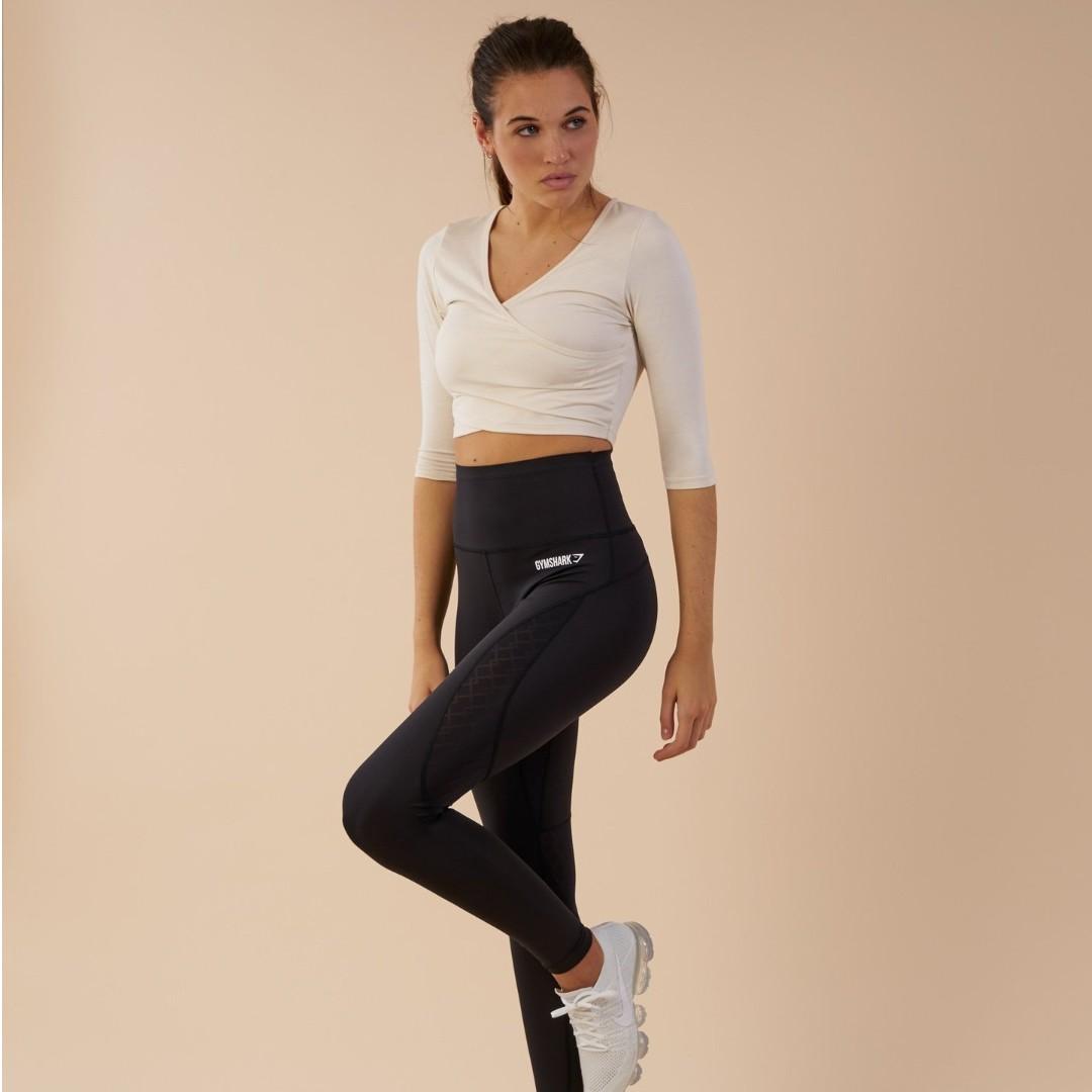 GYMSHARK BALLET CROP TOP IN SAND MARL