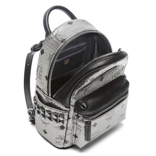 MCM Grey Leather Duchess Side-Stud Mini Backpack at 1stDibs