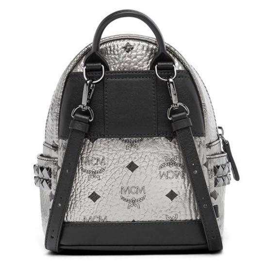 MCM Grey Leather Duchess Side-Stud Mini Backpack at 1stDibs