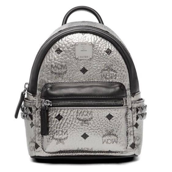 Mcm mini discount backpack silver