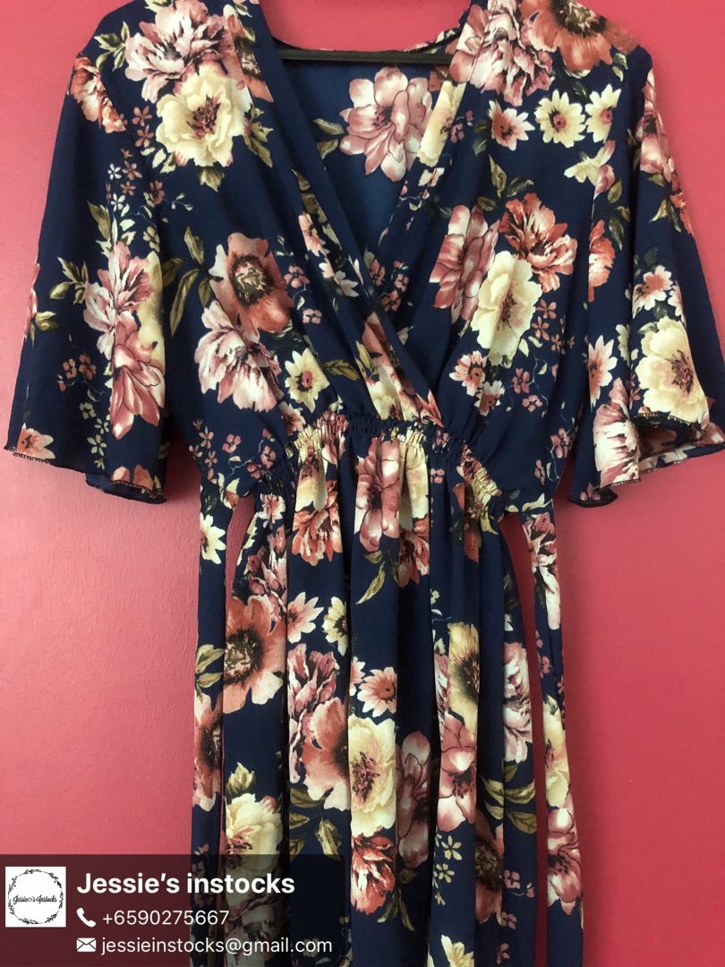 Navy floral kimono clearance
