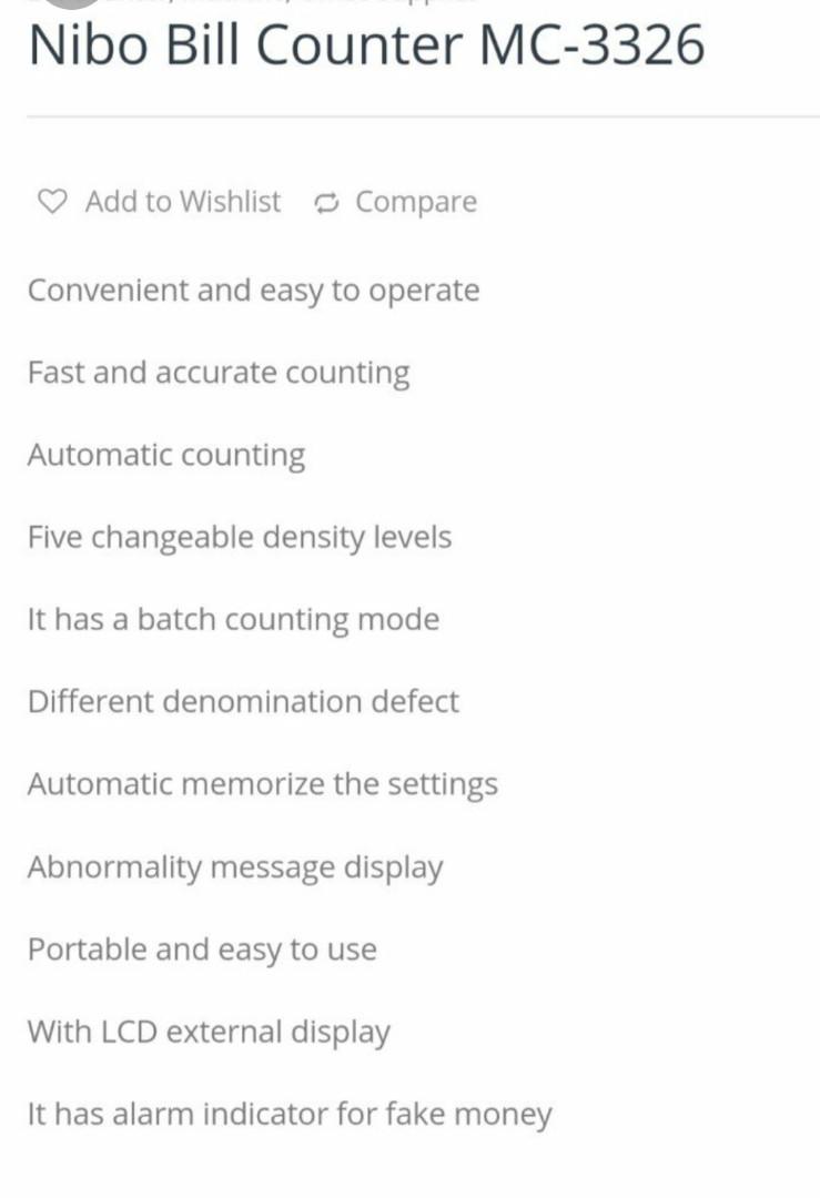 Notes, cash, money, bill counter counting machine Nibo mc3326