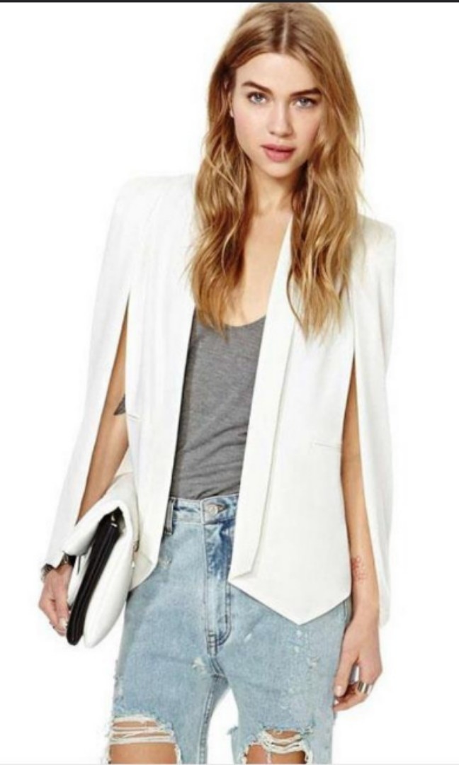 Open cape Zara inspired white blazer 