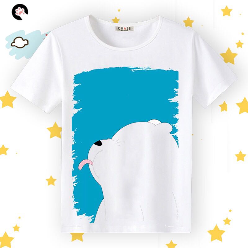Po Wa We Bare Bears Ice Bear Sticking Out Tongue Round Neck Short Sleeve Graphic Shirt Women S Fashion Clothes Tops On Carousell