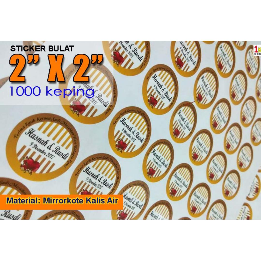 Print Sticker Bulat 2X2 inchi 1000 Keping, Hobbies & Toys, Stationery