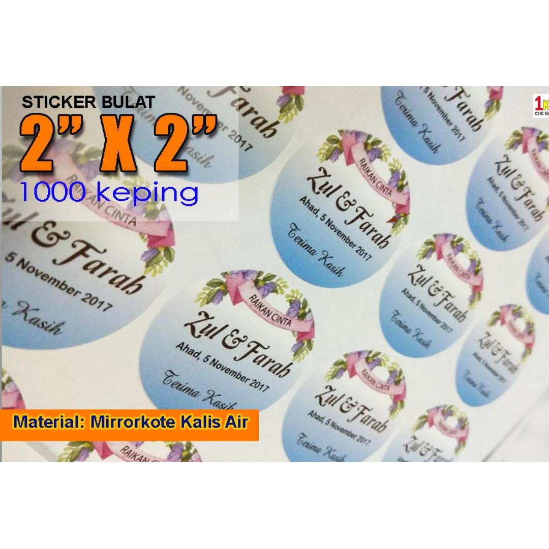 Print Sticker Bulat 2X2 inchi 1000 Keping, Hobbies & Toys, Stationery