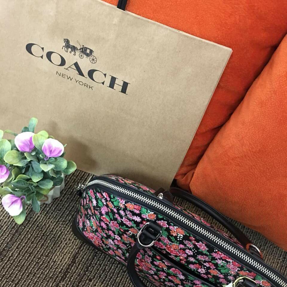 COACH MINI SIERRA SATCHEL POSEY CLUSTER PINK FLORAL PRINT COATED CANVAS BAG