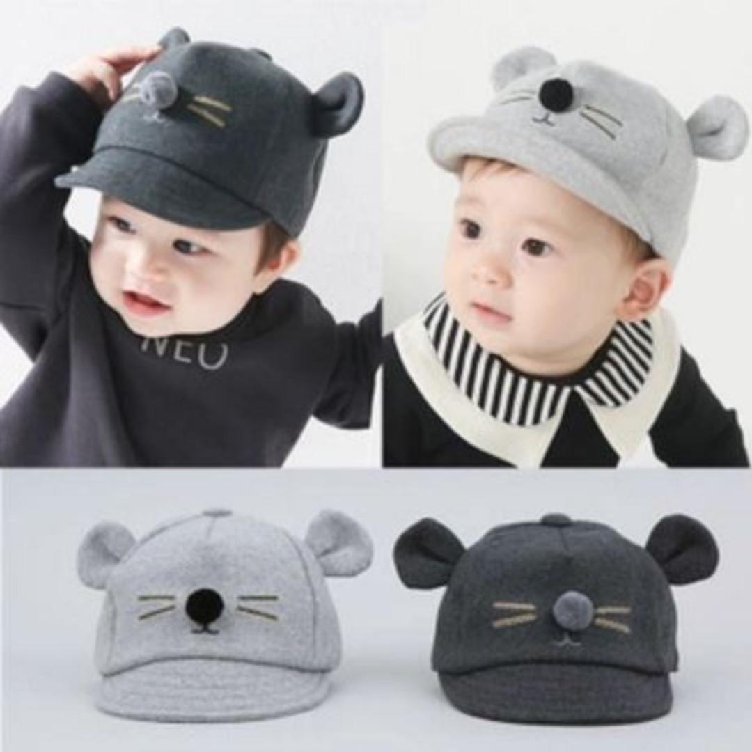 Stock Clown Nose Pom Ball Kitty Cat Unisex Baby Boy Girl Cap