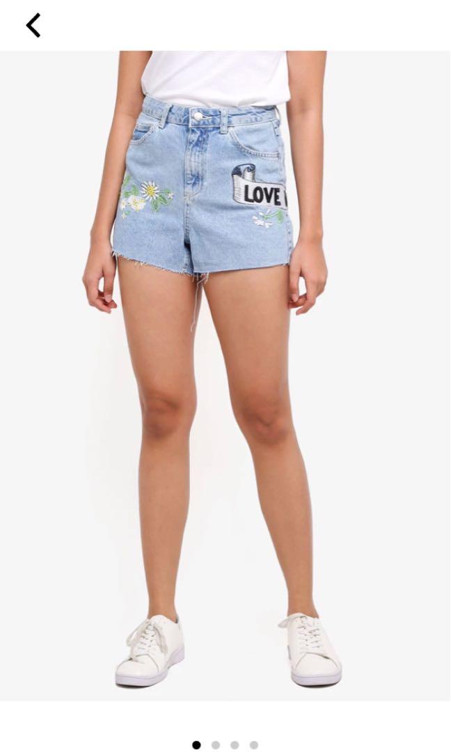 embroidered mom shorts