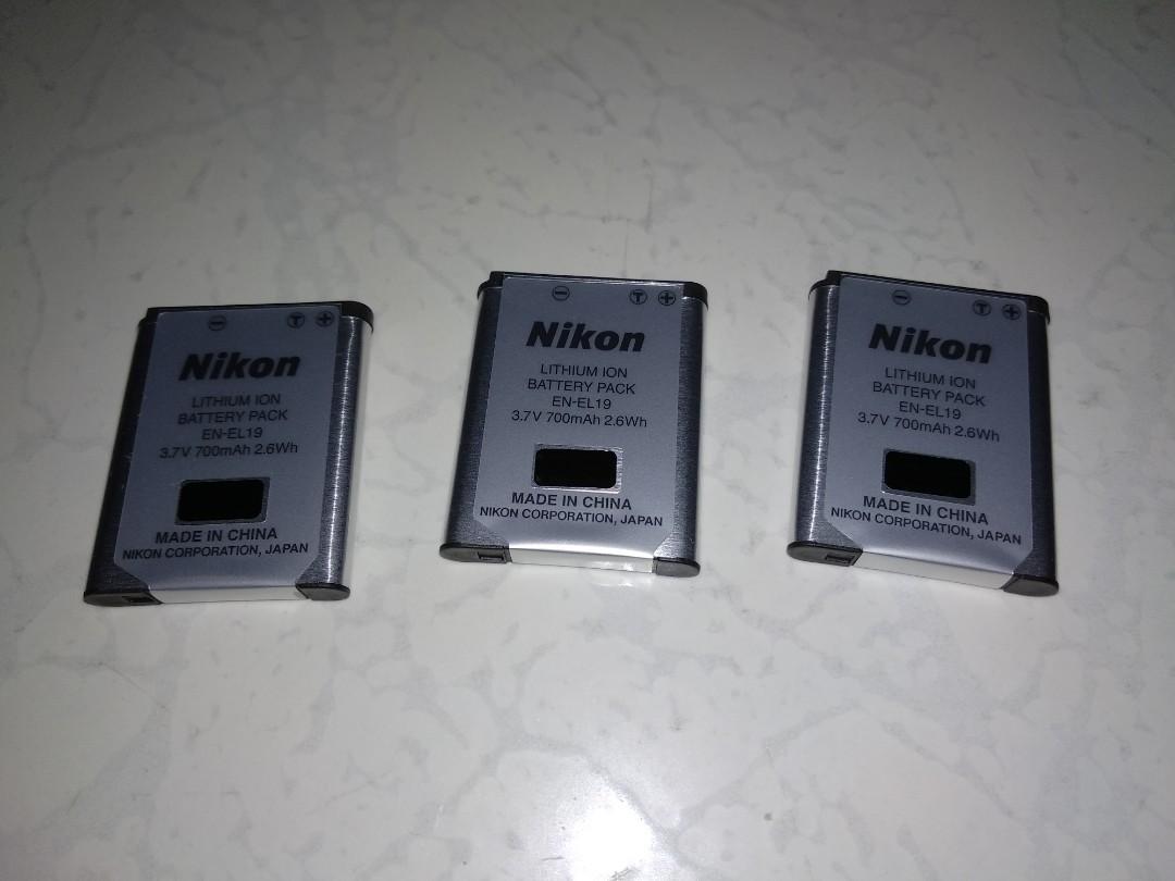 Nikon Li Ion Battery En El19 Photography Photography Accessories Batteries Chargers On Carousell