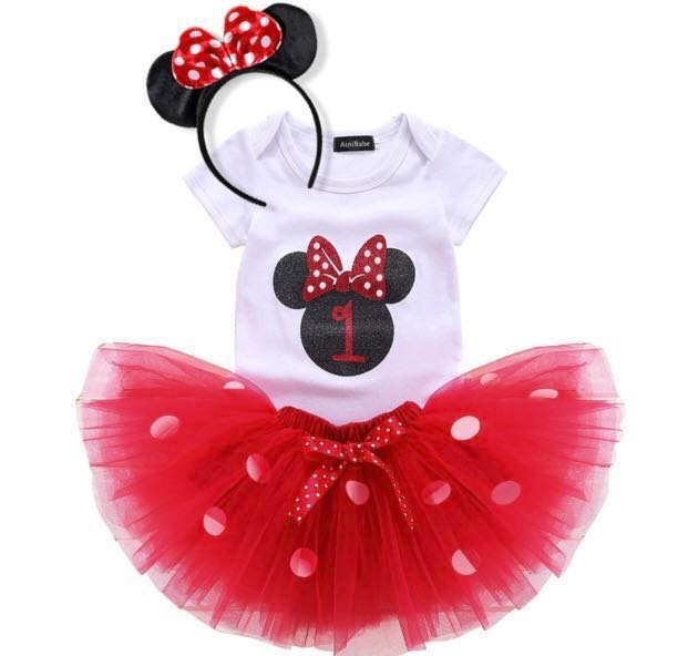 1st Birthday Minnie Mouse 3 Pcs Set Babies Kids Babies Apparel