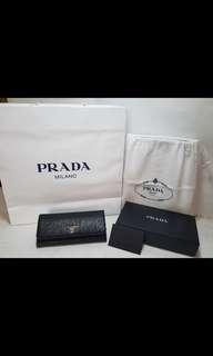 Prada Vitello Move Leather Ladies Wallet, Nero/Black!