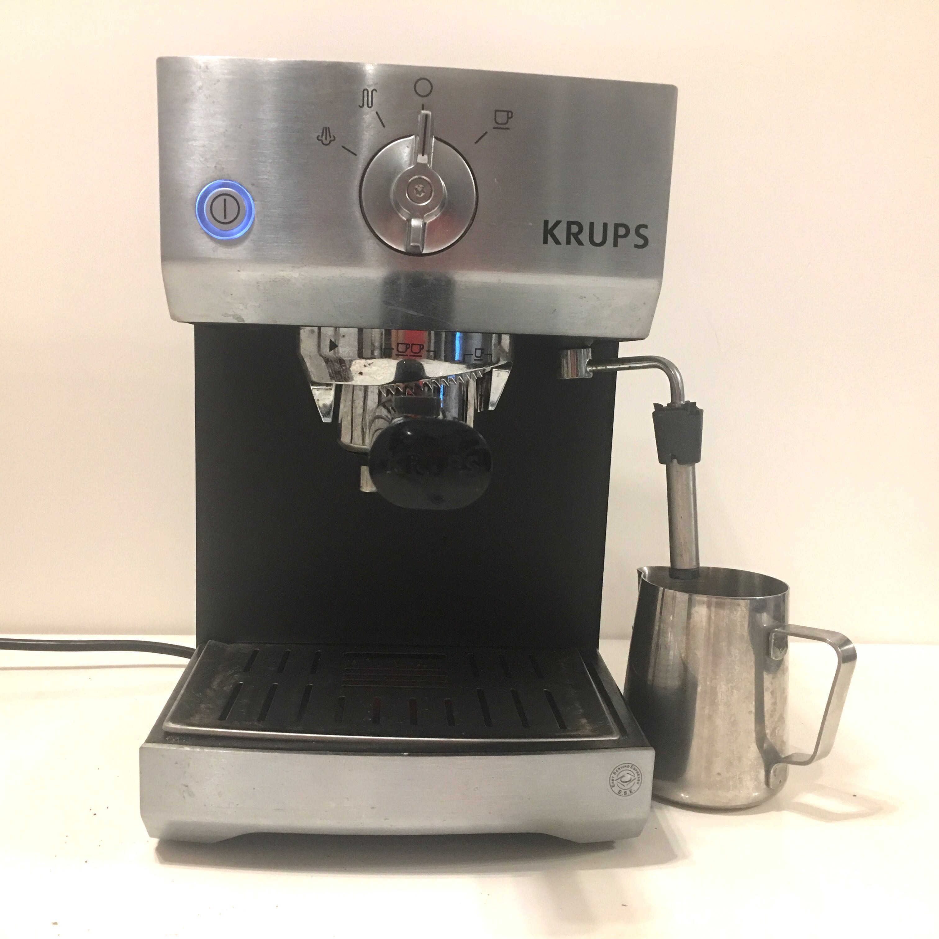 Krups Pump Espresso Machine XP522 with S/S Pitcher, Spoon, Manual, 家庭電器