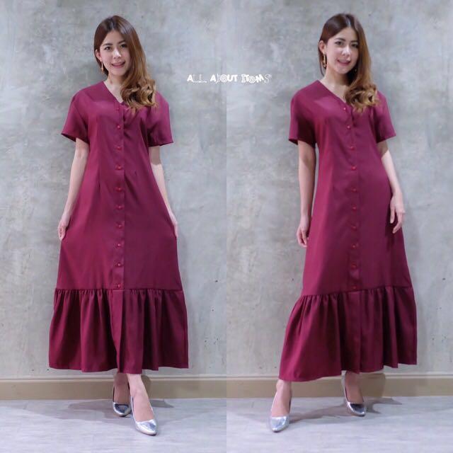 long dress with ruffles at the bottom