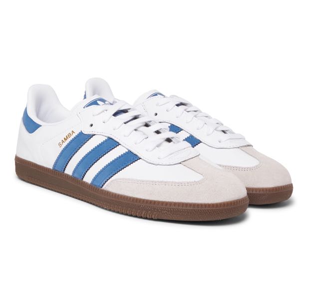 white and blue sambas