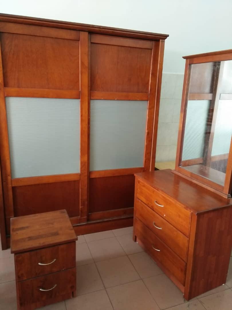 Almari Baju Sliding Meja Solek Side Table Home Furniture Furniture On Carousell