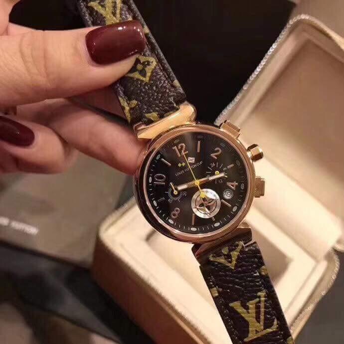 Handmade Original Customize Louis Vuitton Leather Strap Women S Fashion Watches On Carousell The tambour features a leather wrist strap louis vuitton, louis vuitton q1122 sable medium tambour chronograph quartz watch 34mm women's. handmade original customize louis vuitton leather strap
