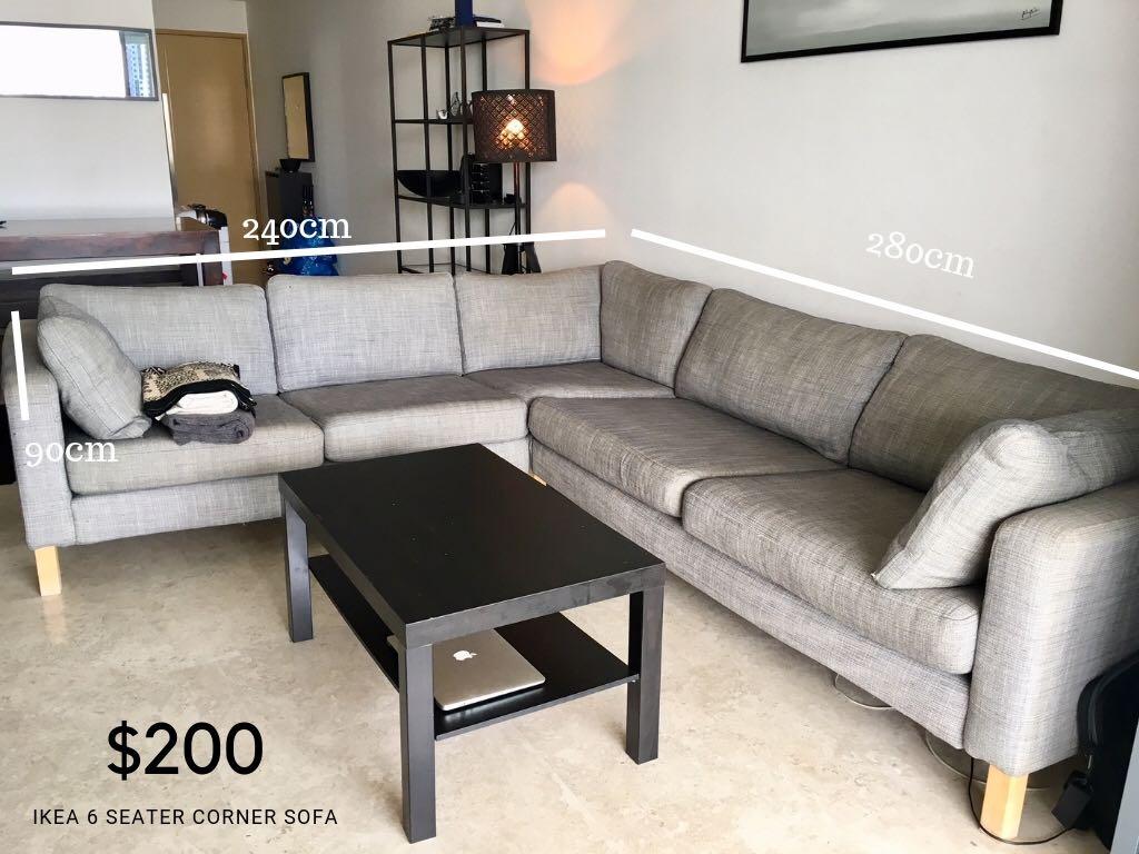 Ikea 6 Seater Corner Grey Fabric Sofa Furniture Sofas On Carousell