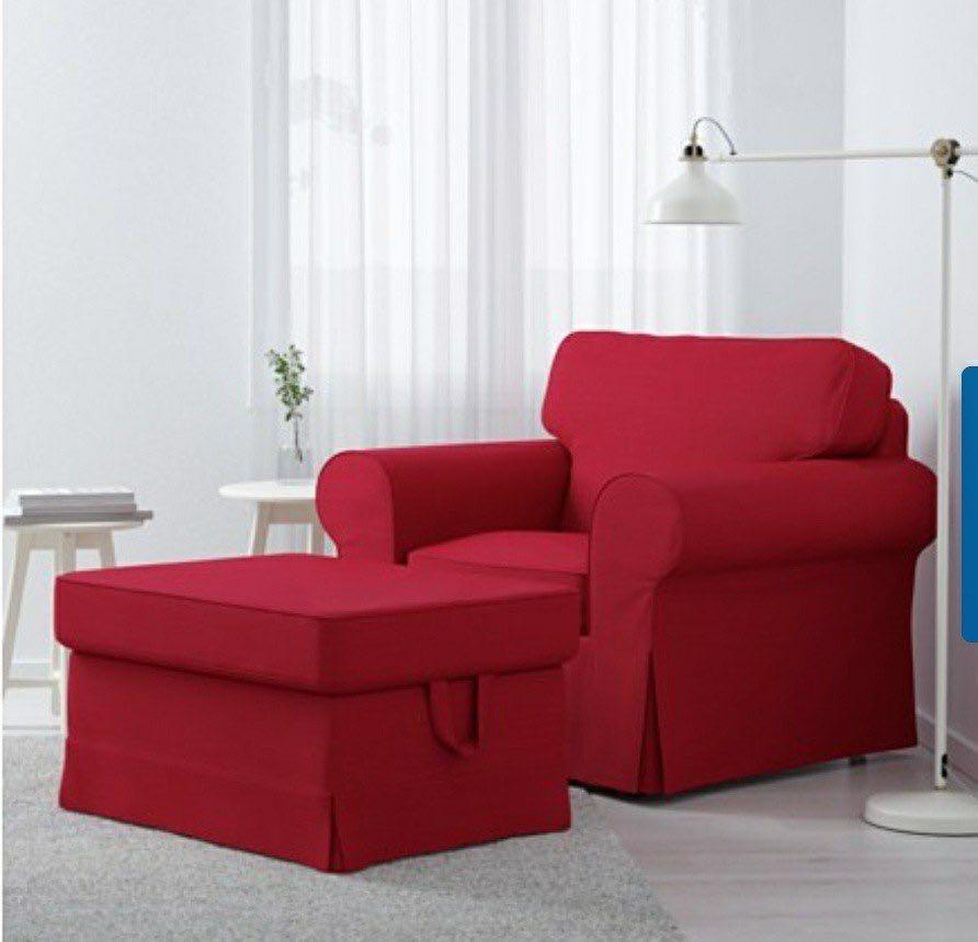 Ikea EKTORP FOOTSTOOL OTTOMAN Furniture Home Living Furniture Chairs on Carousell