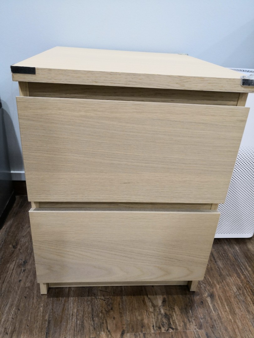 Ikea malm 2 drawer bedside table, Furniture & Home Living, Furniture