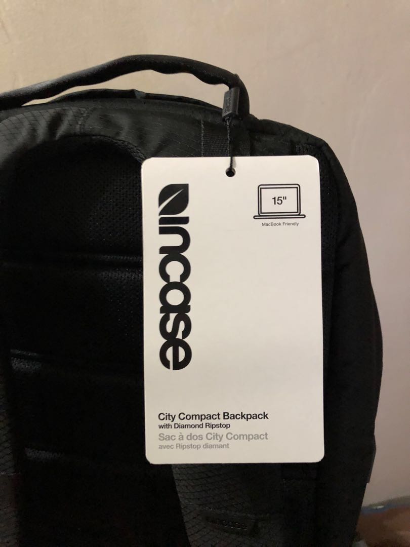 city compact backpack with diamond ripstop