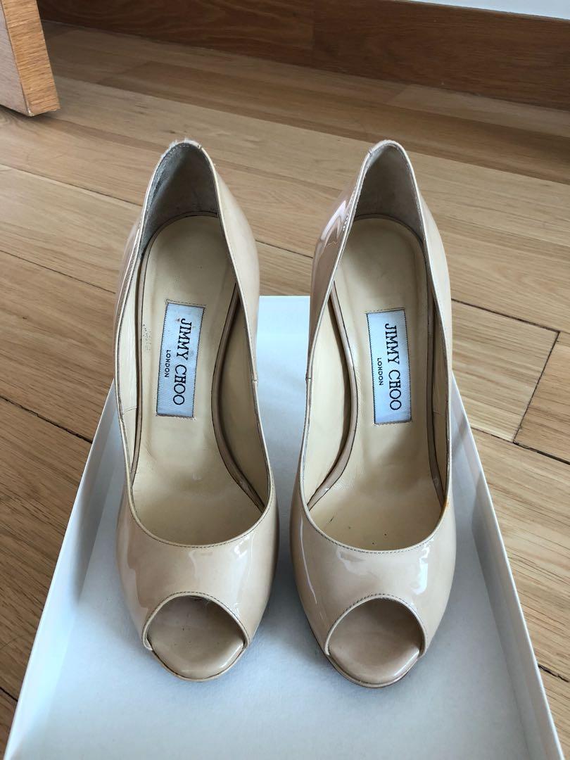 Jimmy Choo nude peep toe pumps, Luxury 