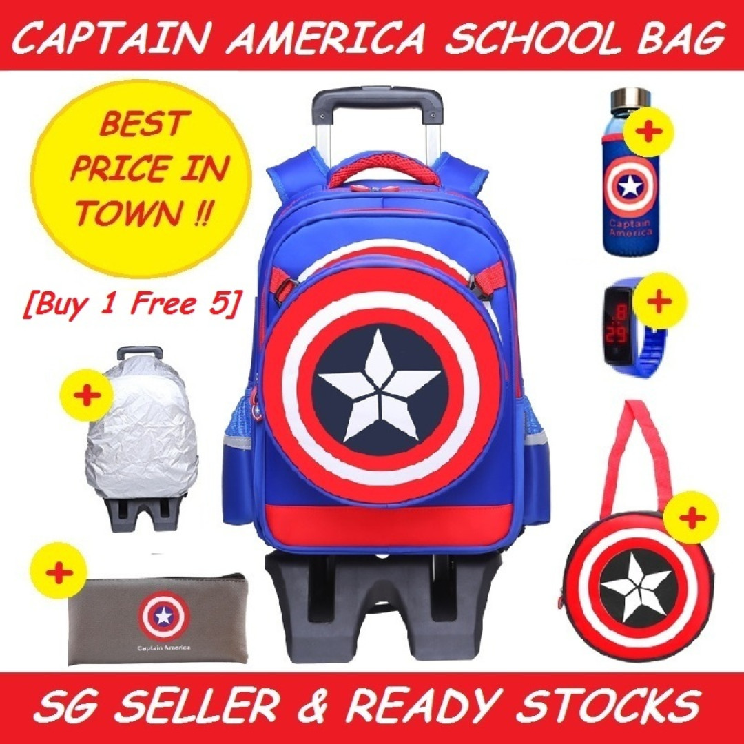 captain america trolley school bag