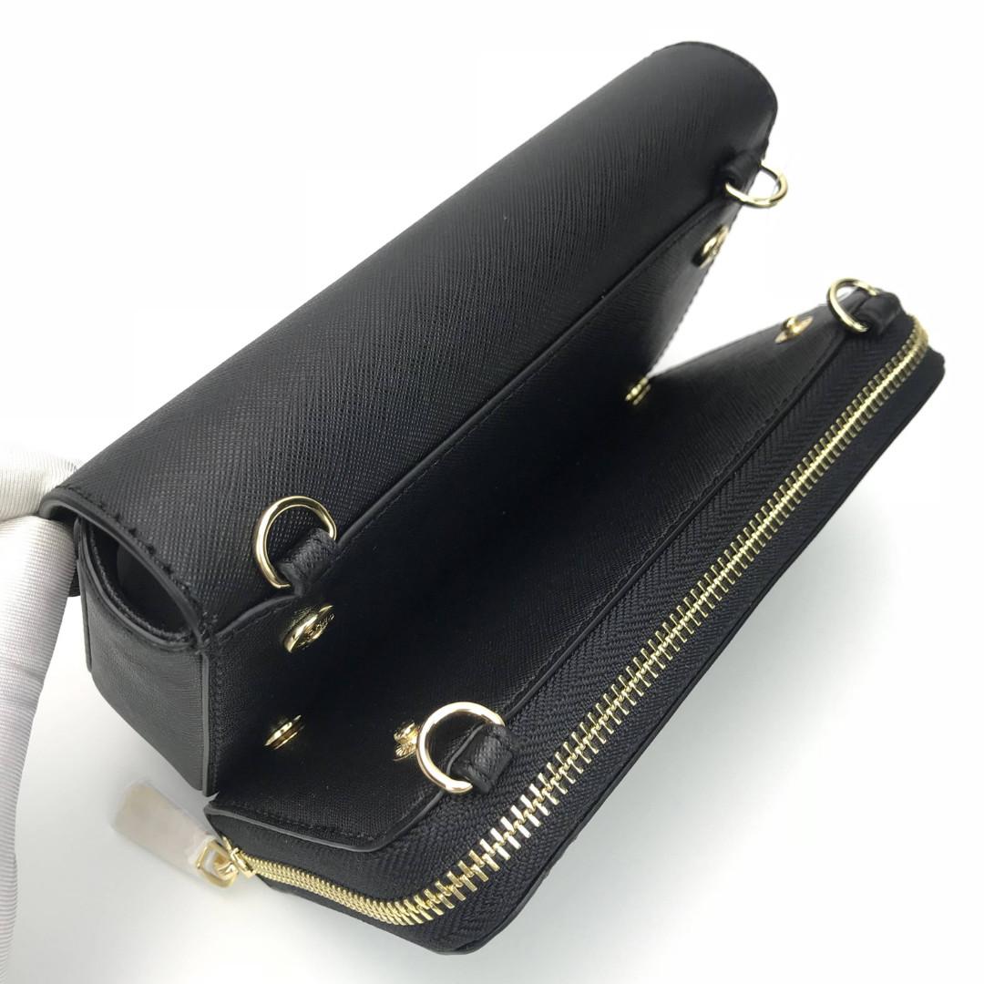 NEW ARRIVAL Michael Kors Tina Wallet Clutch Crossbody Bag Black with Gold Tone Hardware