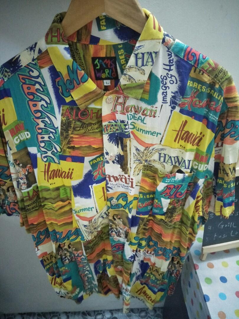 Rare vintage jams world rayon hawaii aloha shirt sun surf, Men's