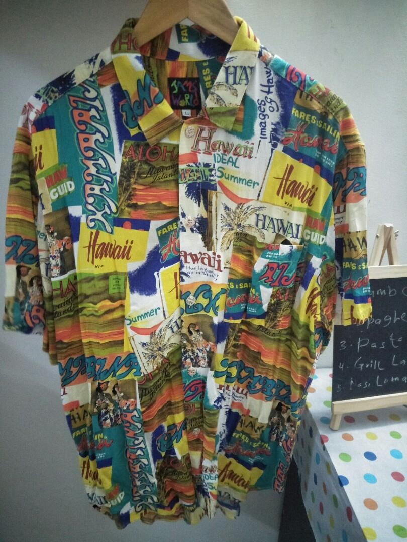 Rare vintage jams world rayon hawaii aloha shirt sun surf, Men's