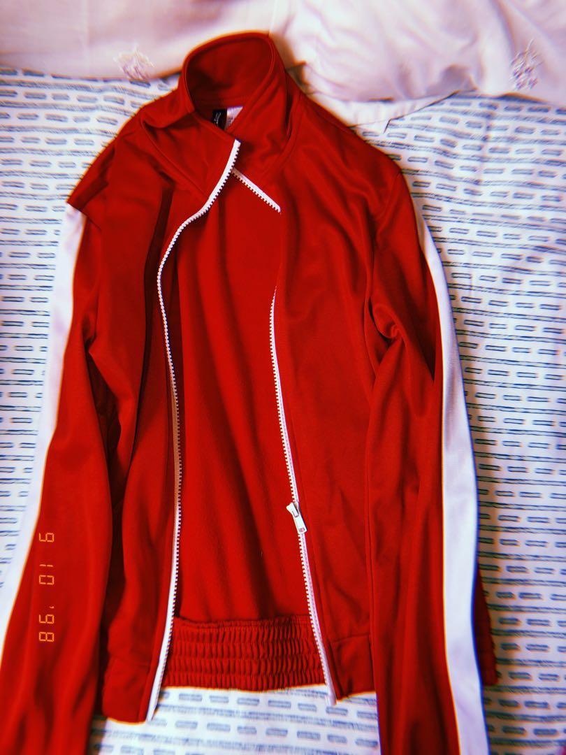 Red and white sports online jacket